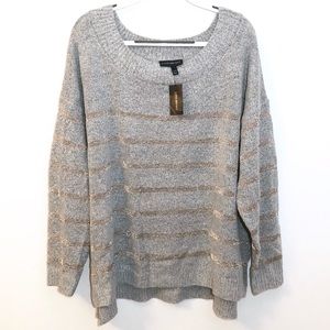 NWT Lane Bryant Gray Metallic Striped Sweater